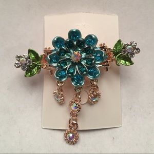 Blue Painted Flower Hair Clip Eight Petals